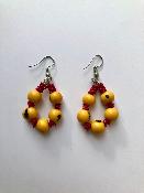 Boucle d'oreille jaune et rose