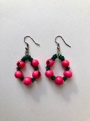 Boucles d'oreilles Rose et Verte 