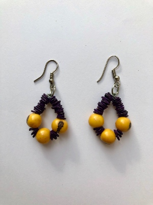 Boucles d'oreilles Jaune et mauve
