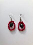 Boucle d'oreille rose et noir