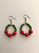 Boucle d'oreille Verte et rouge